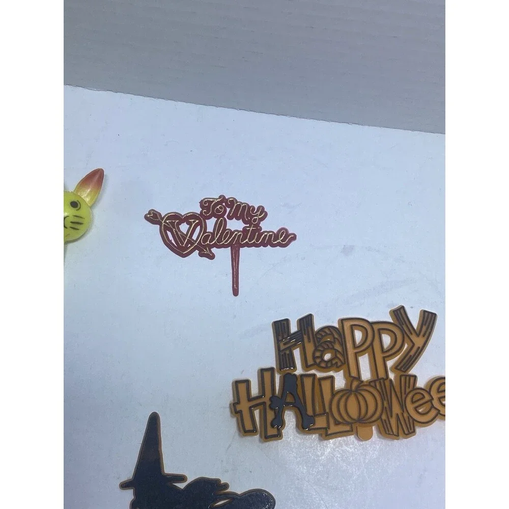 20 Vtg Cupcake Cake Topper Floral Picks Halloween Easter Thanksgiving Christmas